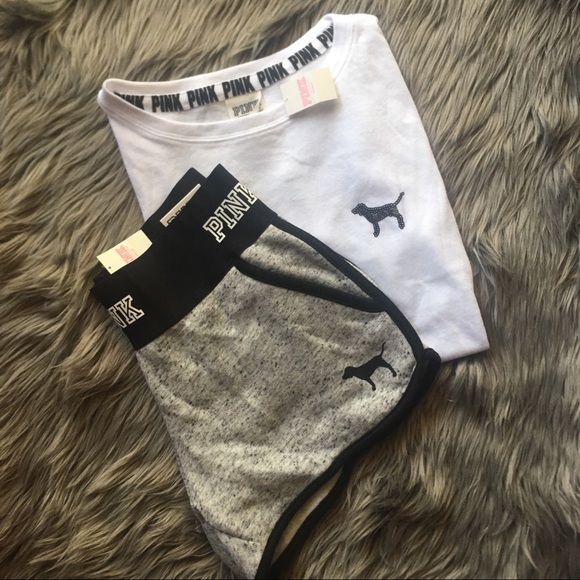 🖤SOLD🖤VS PINK Varsity Shorts &Bling Tee - Picture 4 of 8